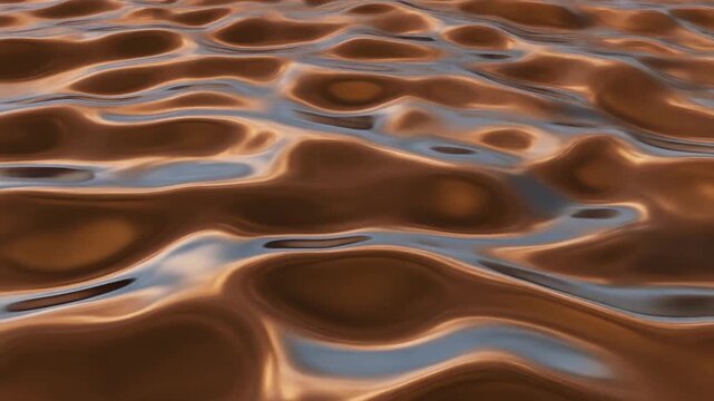 Smooth metallic bronze waves rippling with elegant golden reflections. Perfect for luxury backgrounds and abstract 3D digital art concepts.