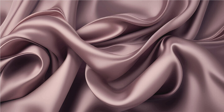 A smooth elegant purple silk and satin fabric texture with soft rippled waves creates a luxury textile backdrop for fashion decoration