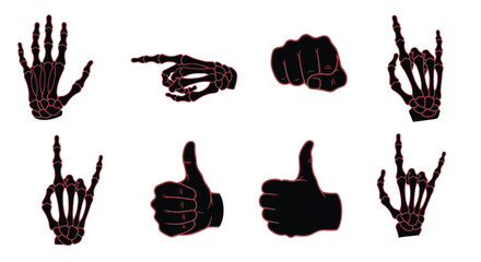 Fototapeta premium Skeleton Hand Gestures Collection: Rock On, Thumbs Up, Pointing, Fist