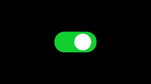 Green toggle switch in the ON position on a black background slider