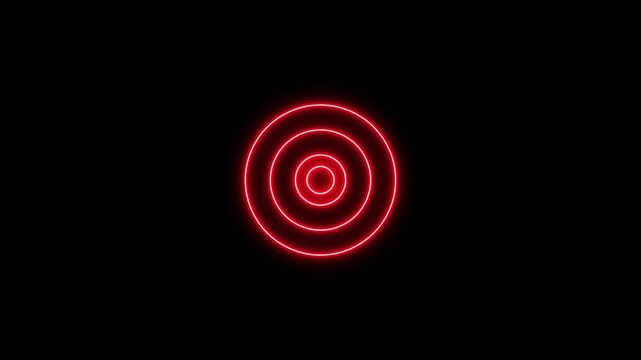 Abstract neon circle radio waves looping background. Abstract neon radio waves signal.Radio wave signal, radar concept.Radio waves seamless animation background video with alpha chane