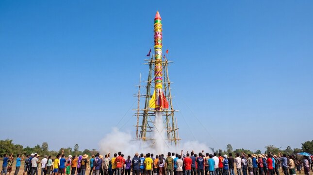 Traditional Bun Bang Fai Rocket Festival Launch