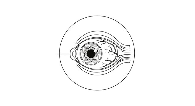 Anatomical Illustration of the Human Eye with Optic Nerve and Muscles