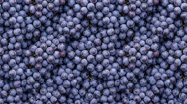 Abundant Cluster of Ripe Purple Grapes Filling the Frame.
