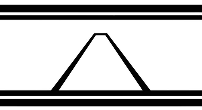 Abstract Geometric Trapezoid Shape with Thick Black Lines on White Background
