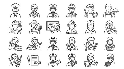 Fototapeta premium Various Occupation Icons nurse hat vector