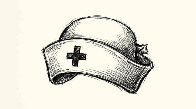 Nurse Hat with Red Cross nurse hat vector