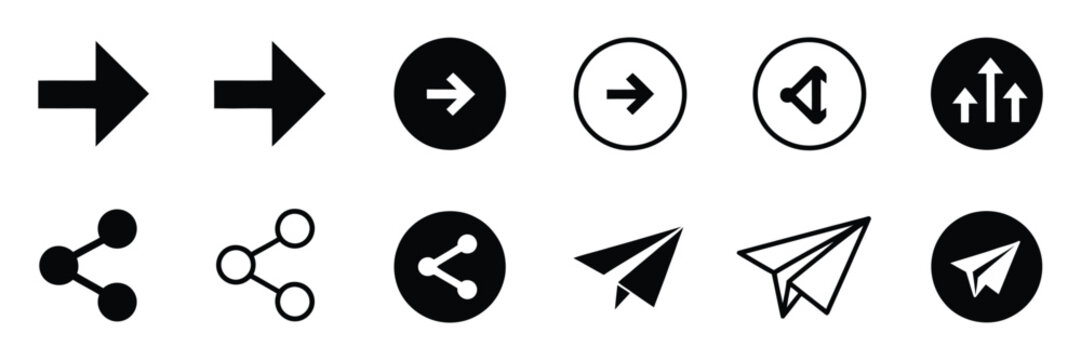 Share button simple icon illustrating line and flat style interface symbol, social media sharing function, connectivity action button, communication tools, and digital interaction elements