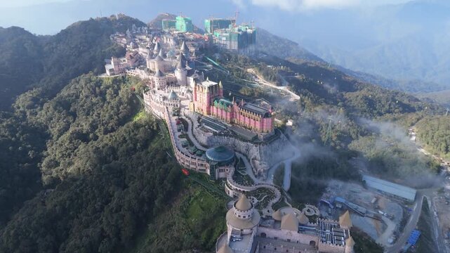 Vietnam Tourism Landmark Ba Na Hills Drone Aerial Travel Video 4K