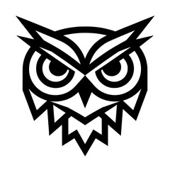 Obraz premium Minimalist owl head vector illustration with bold black lines