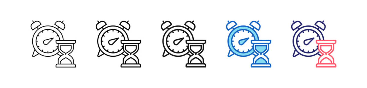 Timer Icon In 5 Different Styles Set Collection.   