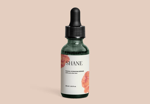 Elegant Hydrating Serum Bottle Mockup Design PSD