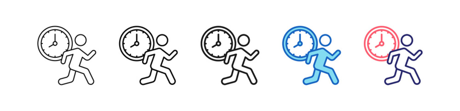 Activity Time Icon In 5 Different Styles Set Collection.   
