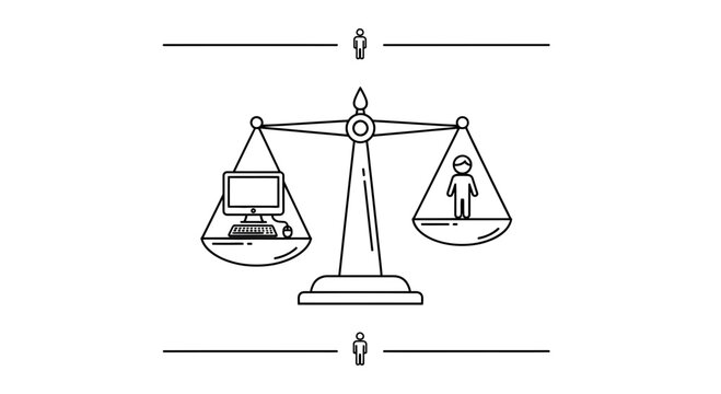 Computer vs Human on Scale: Technology vs Person, Balance, Workload, Comparison
