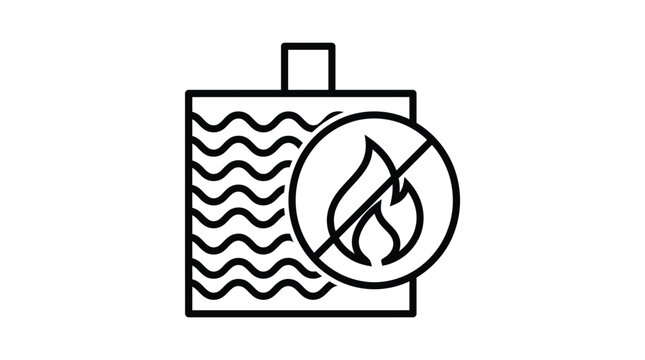 A black and white line art icon symbolizing no fire or flammability hazard