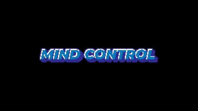 Blue Mind Control Retro Pixel Interface Text Alpha Channel