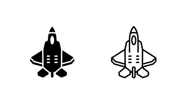 Stealth Fighter Jet Glyph Outline Icon Military Aviation