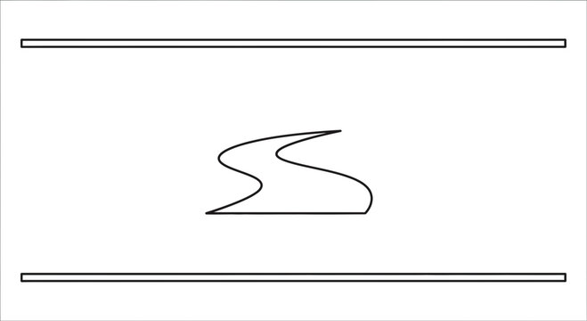 Abstract Winding Road Path with Parallel Lines on White Background
