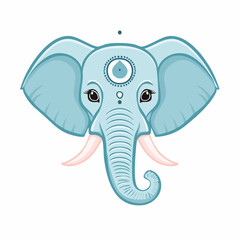 Obraz premium Stylized blue elephant head with decorative forehead marking