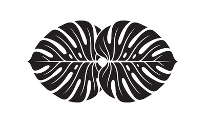Monstera leaf silhouette, tropical plant vector illustration isolated © RingArt