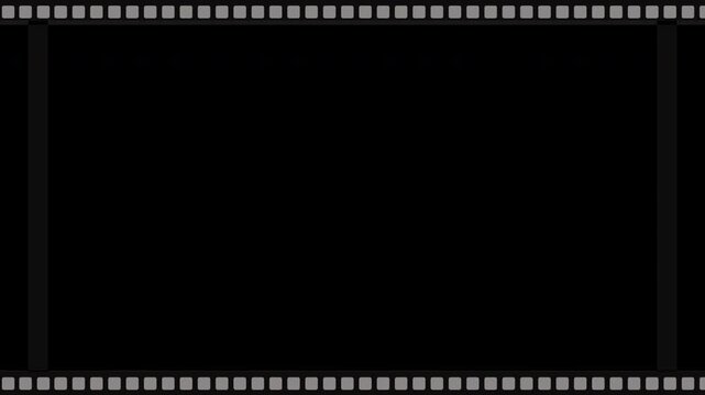 Vintage Film Reel Border with Black Screen for Creative Projects and Retro Footage