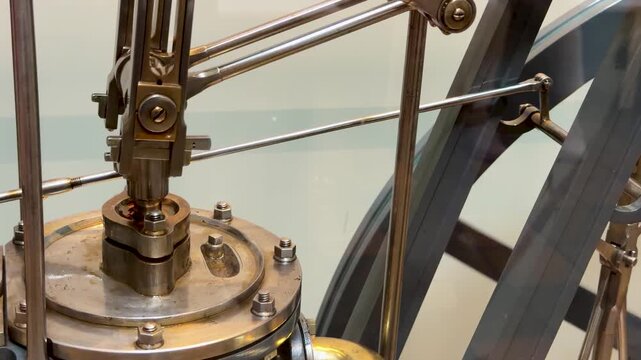 Close Up View of a Victorian Steam Engine Model in Motion