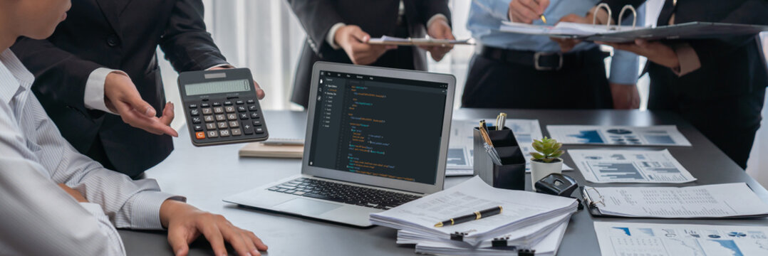 Software development programming on computer screen for brisk application and program coding