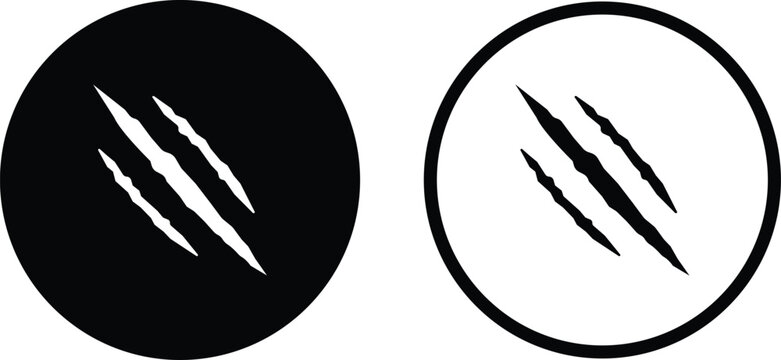 Claw Scratch Marks Icon Set Collection Group Black Flat Style Vector Illustration Bundle Animal Featuring Tiger Bear Wolf Monster Talon Slash Rip Tear Damage Symbols