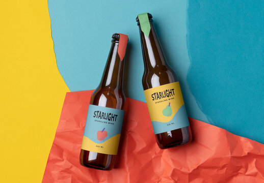 Colorful Beverage Bottle Mockup PSD