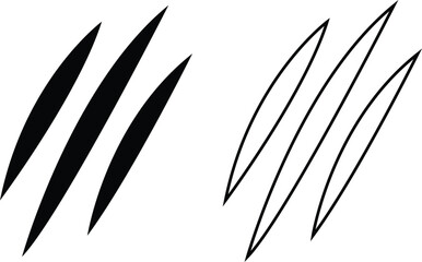 Obraz premium Claw Scratch Marks Icon Set Collection Group Black Flat Style Vector Illustration Bundle Animal Featuring Tiger Bear Wolf Monster Talon Slash Rip Tear Damage Symbols