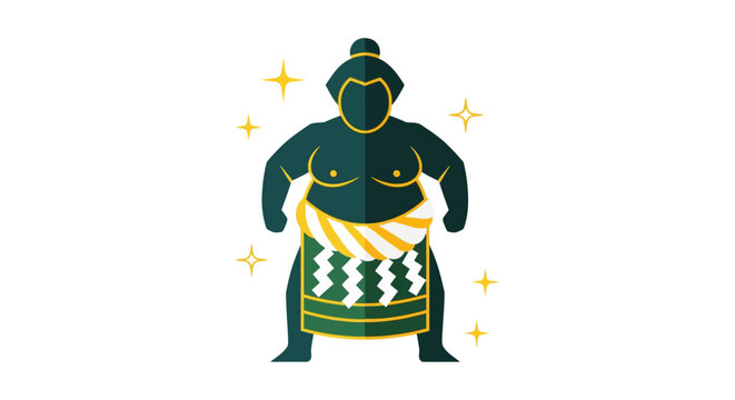 Illustration of Traditional Sumo Wrestler with Decorative Belt.