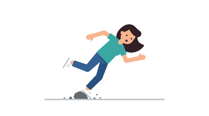 Woman tripping on a stone, falling accident © Humanoon Studio