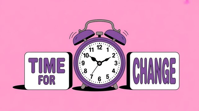 Time for change concept with alarm clock and motivation message