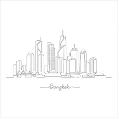 Fototapeta premium Bangkok Cityscape Line Art Drawing - Minimalistic Architecture Illustration