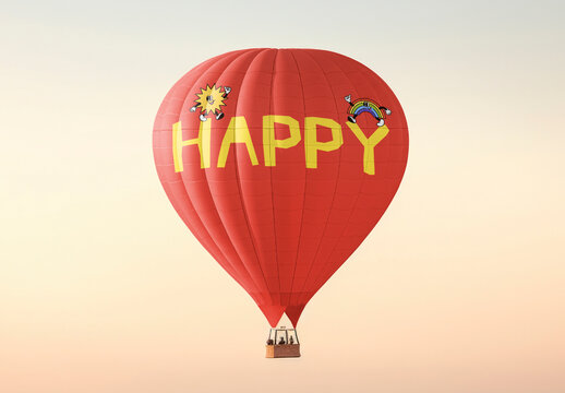 Colorful Hot Air Balloon Mockup PSD