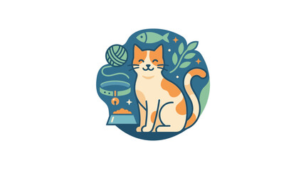 Cute Cat Illustration with Accessories © RB