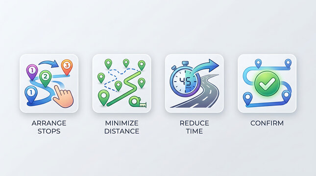 A logistics manager uses technology to arrange stops, minimize distance, and reduce time to confirm delivery routes efficiently.