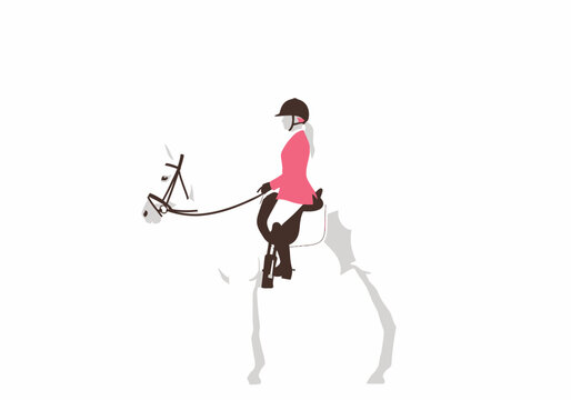 Equestrian woman riding a horse with pink jacket barbie vector