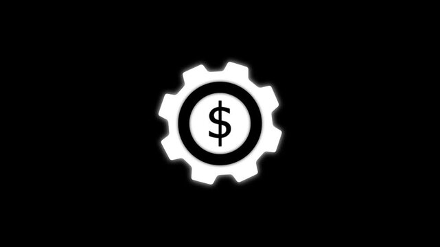 glowing neon setting icon doller animation
