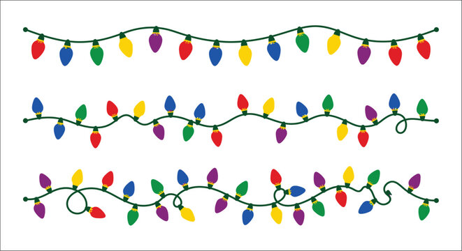 Colorful christmas lights strand vector illustration on a white background