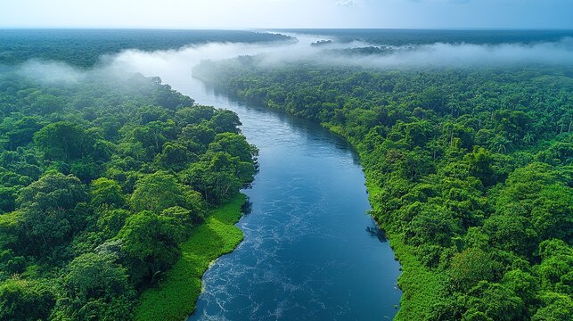 Aerial view of a river landscape.