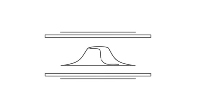 Abstract mountain peak between parallel lines, minimalist line art, conceptual design