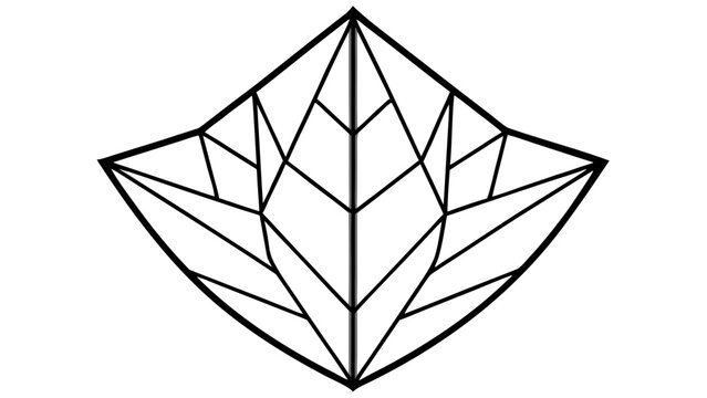 Diamond-shaped geometric pattern with layered triangular subdivisions in black line art.