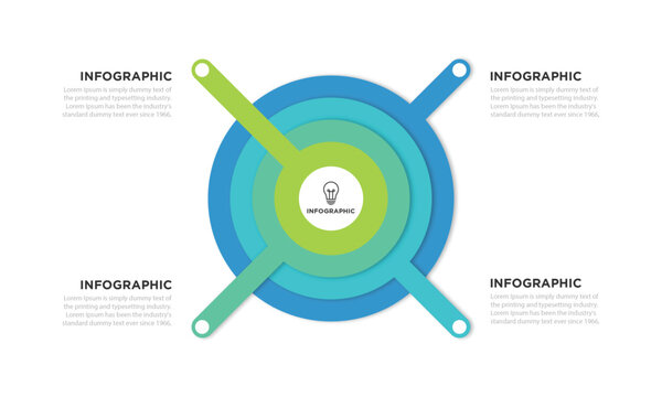 4 step, option, part or process circle layered wheel venn diagram infographic design