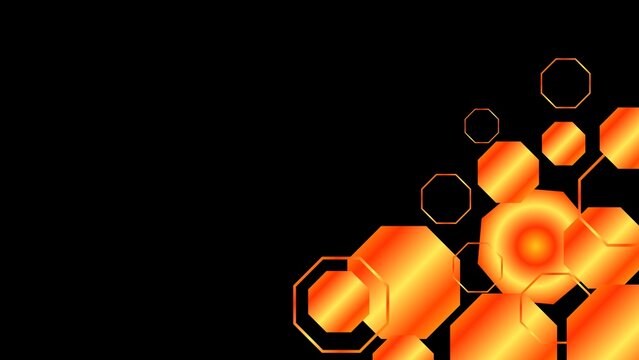 Orange hexagonal pattern against a black background digital illustration