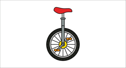 Unicycle Illustration With Red Seat On White Background © vector desgins 
