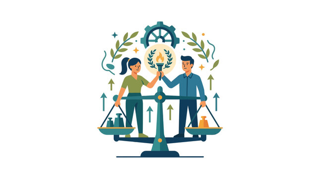 Gender Equality and Corporate Equity Concept Illustration