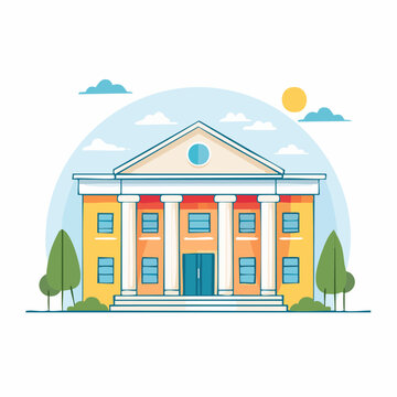 Illustration of a Classical Building with Columns