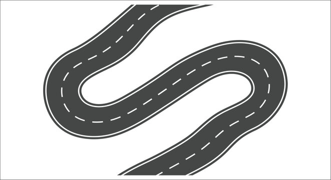 Winding road silhouette on a white background vector illustration