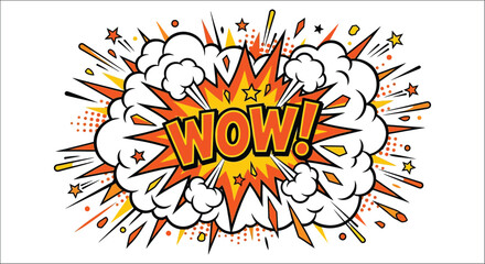 Comic book explosion with wow text vector illustration on white background © vector desgins 